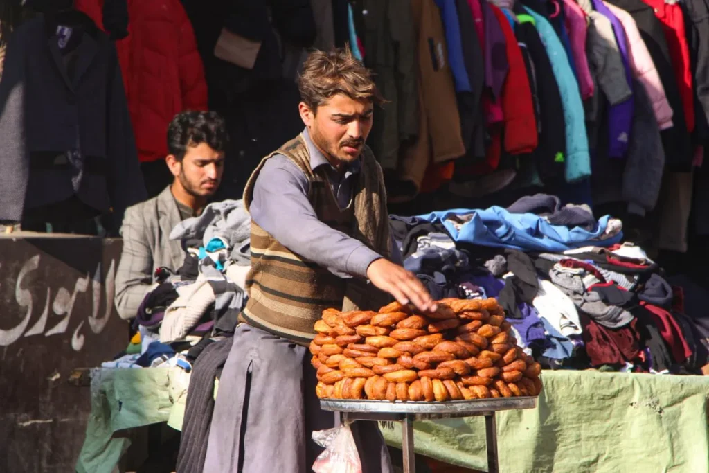 Street vendor selling traditional bread in Kabul